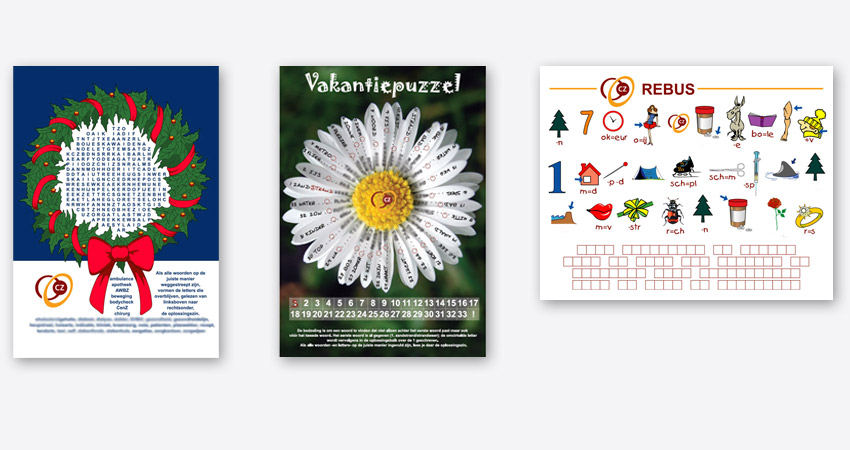 allerlei soorten puzzels voor CZ verzekeringen