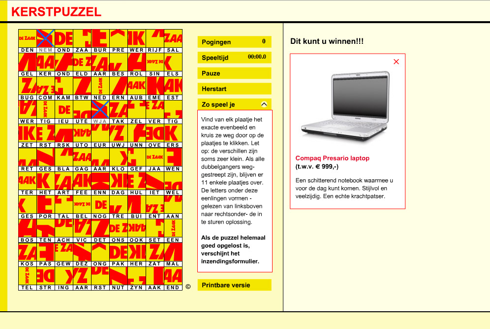 online kerstpuzzel De Zaak