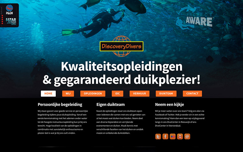 website ontwerp DiscoveryDivers
