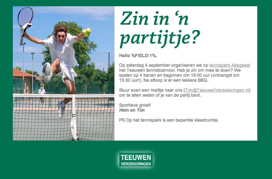 uitnodiging van Teeuwen Verzekeringen