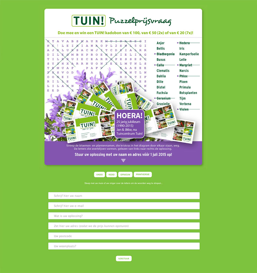 online puzzelprijsvraag voor TUIN!